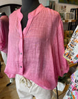Aurora Sheer Linen shirt in Raspberry