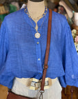 Aurora Sheer Linen shirt in Royal Blue