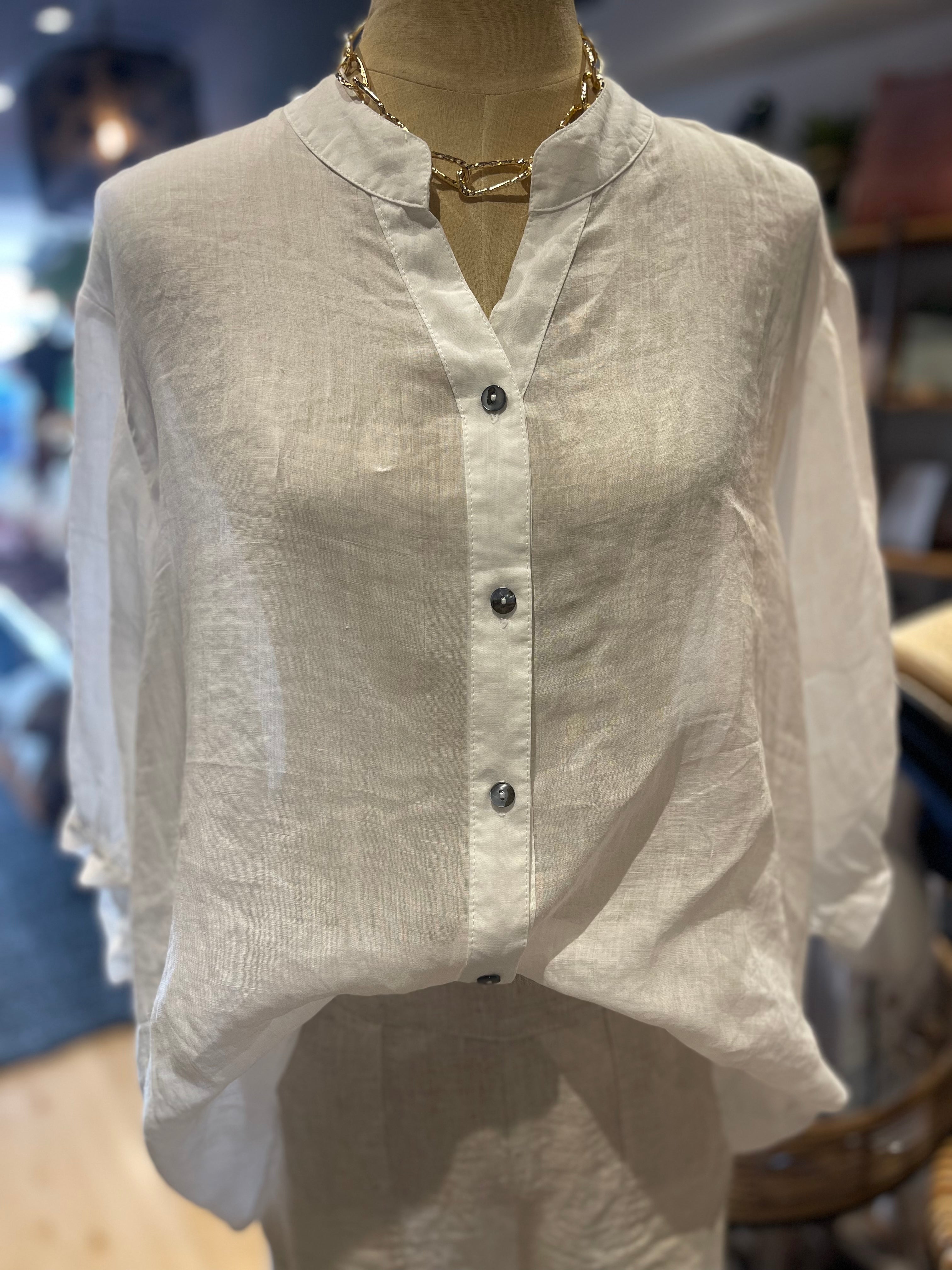 Aurora Sheer Linen shirt in White