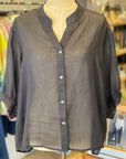 Aurora Sheer Linen shirt in Black