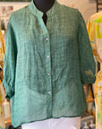Aurora Sheer Linen shirt in Teal