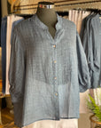 Aurora Sheer Linen shirt in Denim