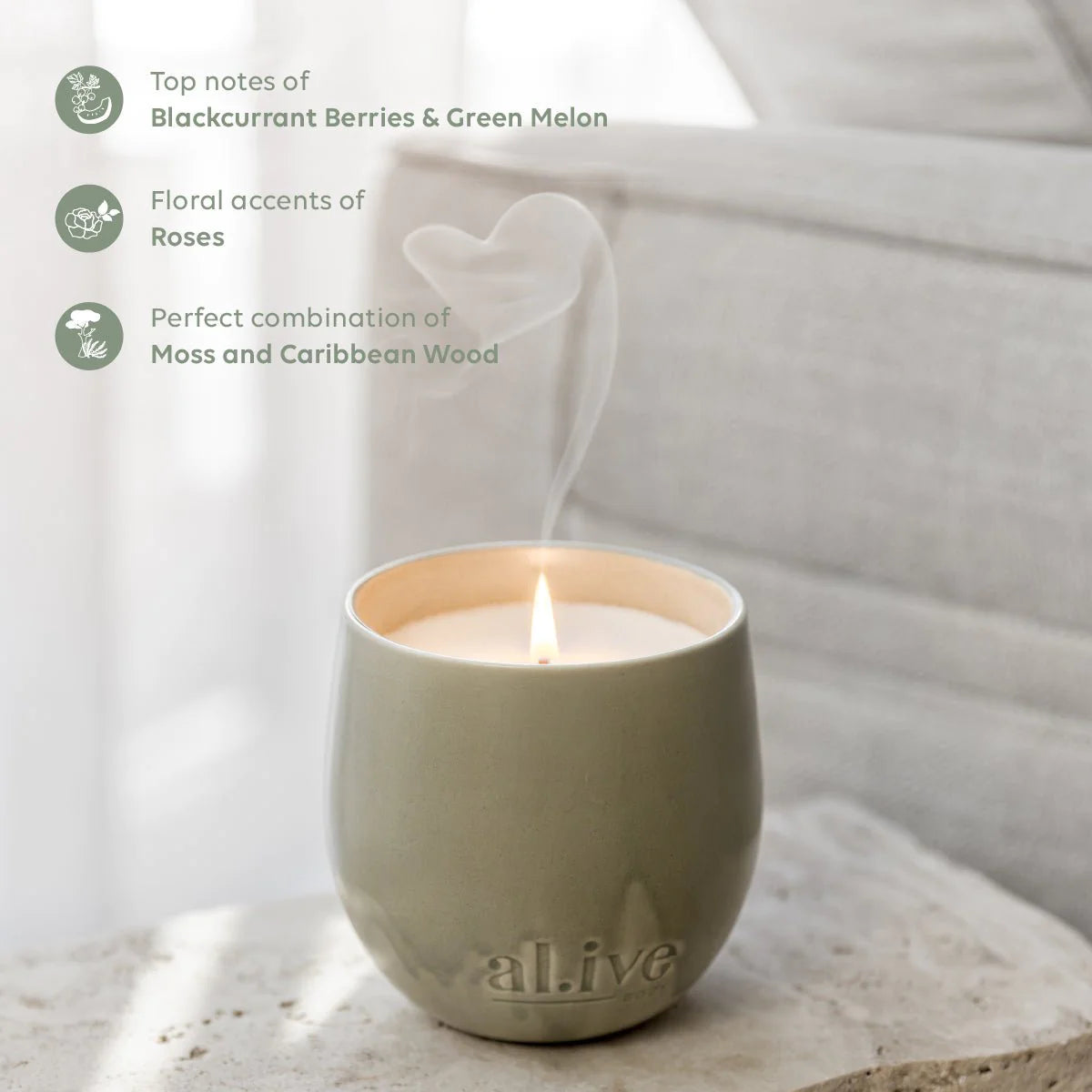al.ive body - Blackcurrant and Caribbean Wood Soy Candle